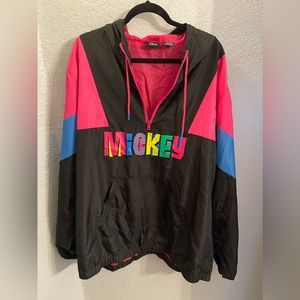 Vintage Disney Mickey Mouse 1/4 Zip Colorblock Retro Windbreaker Pullover